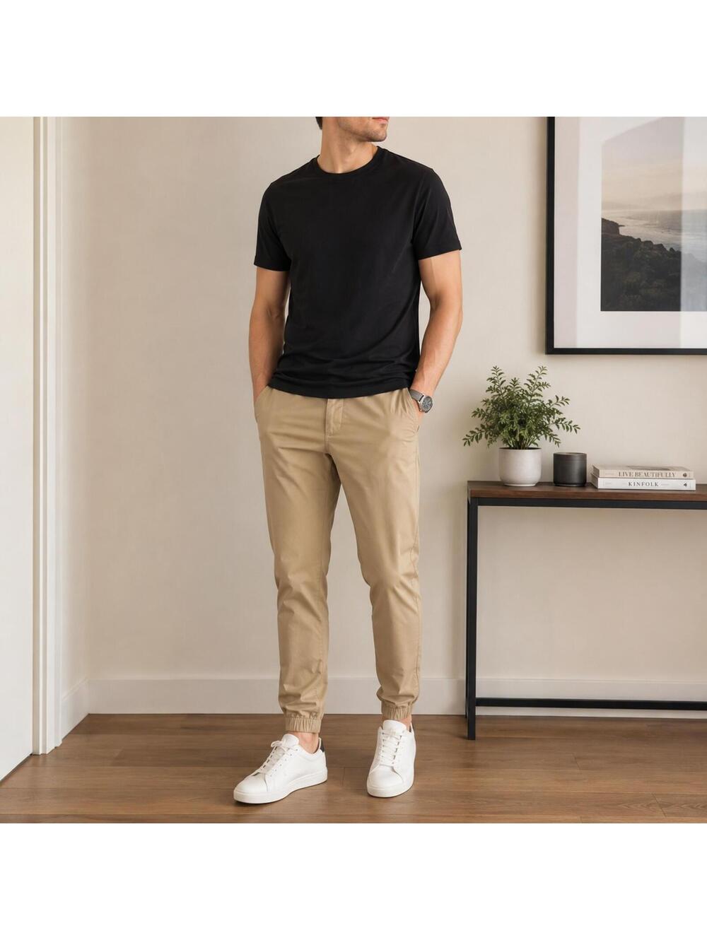 Kit and Ace Beige Jogger Chino Pants 30x30 Stretch Tapered Tech Travel